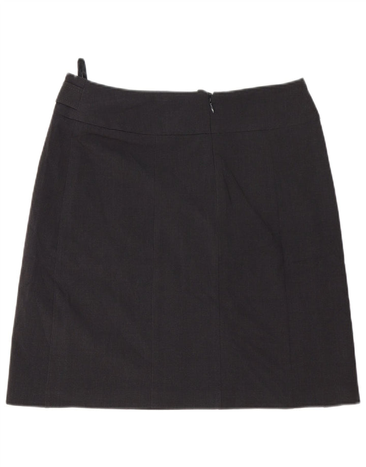 Saia feminina Marks & Spencer A-Line UK 12 Médio W32 Poliéster Cinza