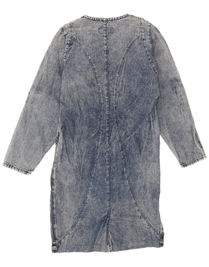 POP 84 Vestido jeans feminino de manga comprida UK 14 algodão azul médio
