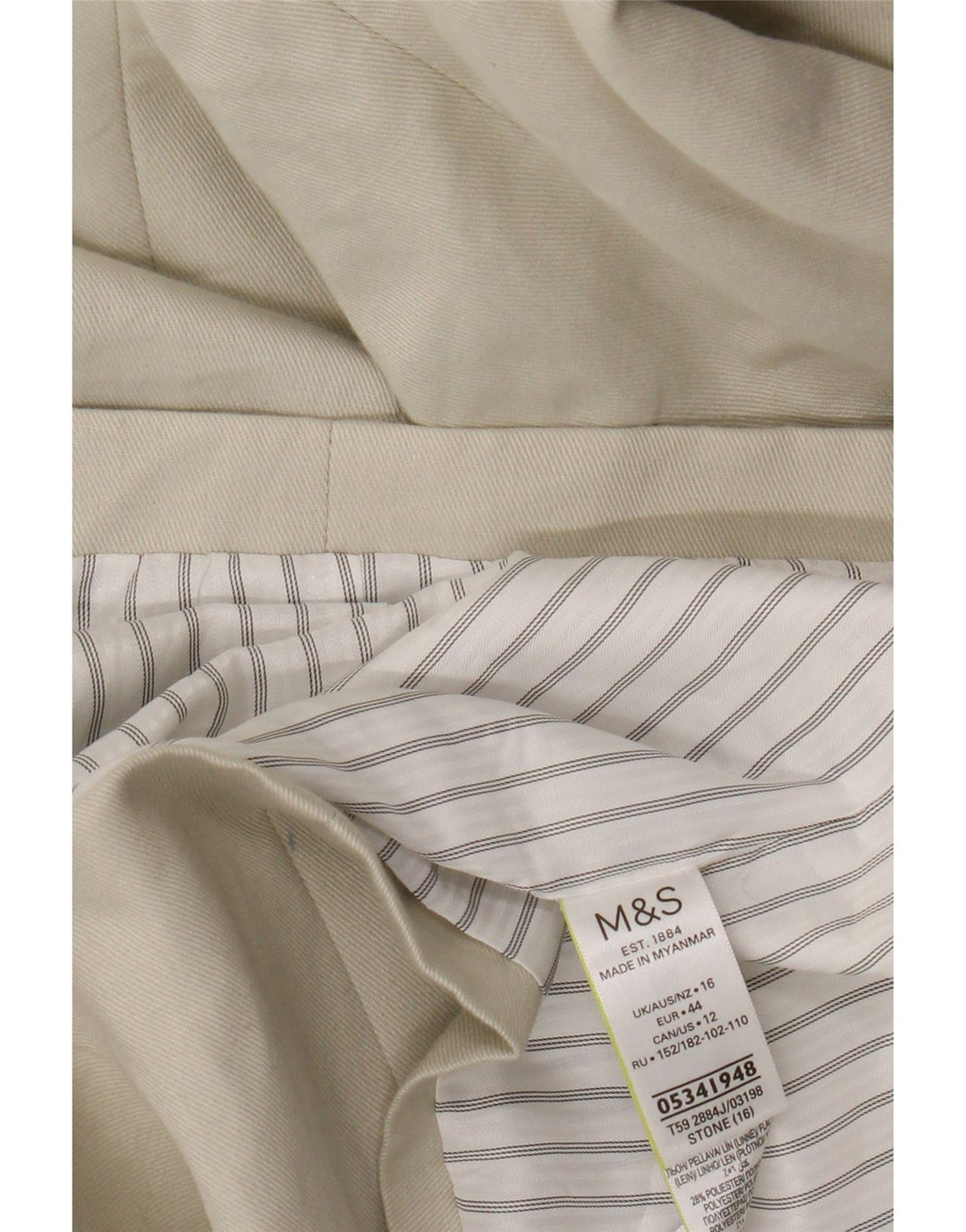 Jaqueta blazer feminina Marks & Spencer com peito duplo Reino Unido 16 grande bege