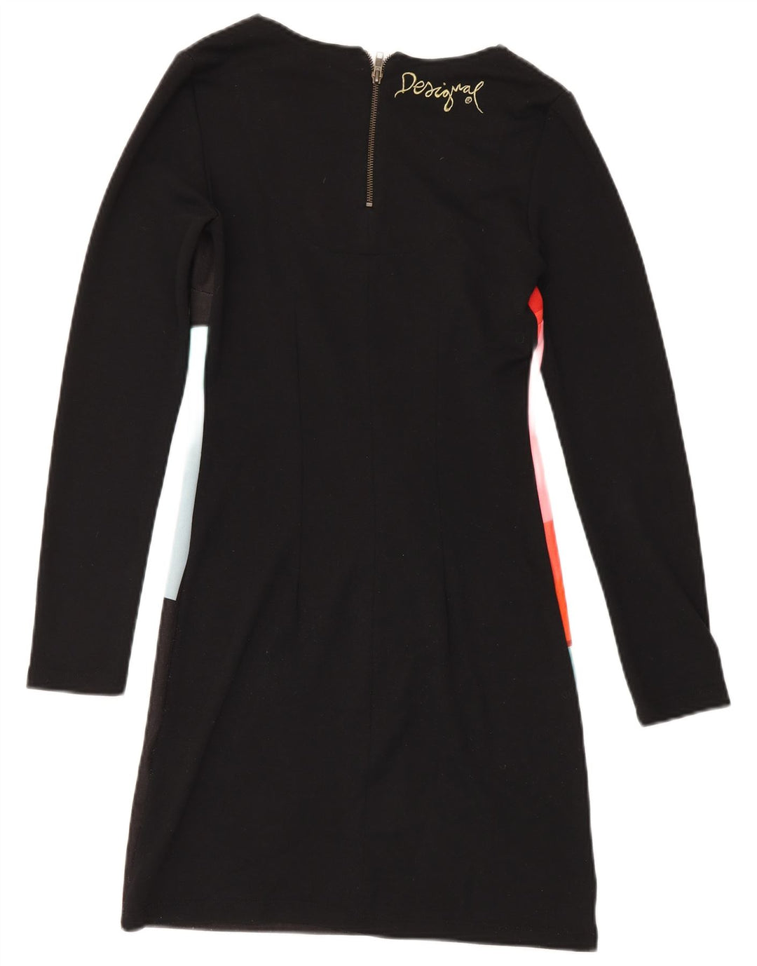 Vestido básico feminino Desigual UK 12 médio preto geométrico poliéster