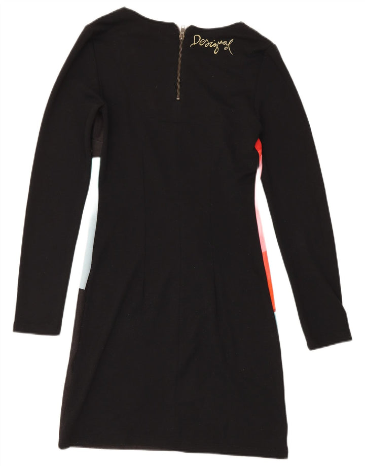 Vestido básico feminino Desigual UK 12 médio preto geométrico poliéster