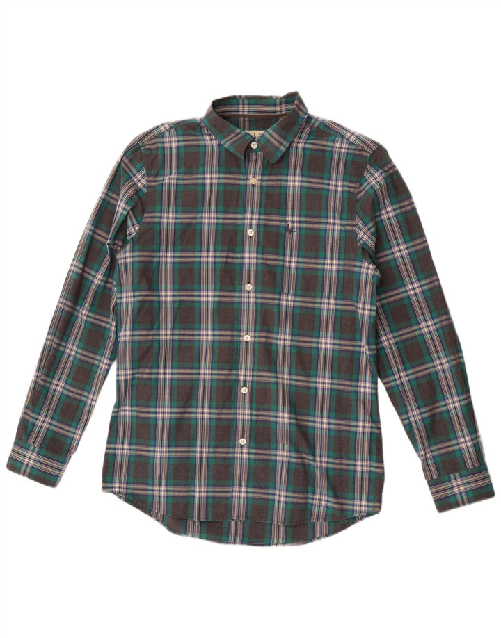 Camisa masculina Jack Wills Regular Fit de algodão xadrez verde médio