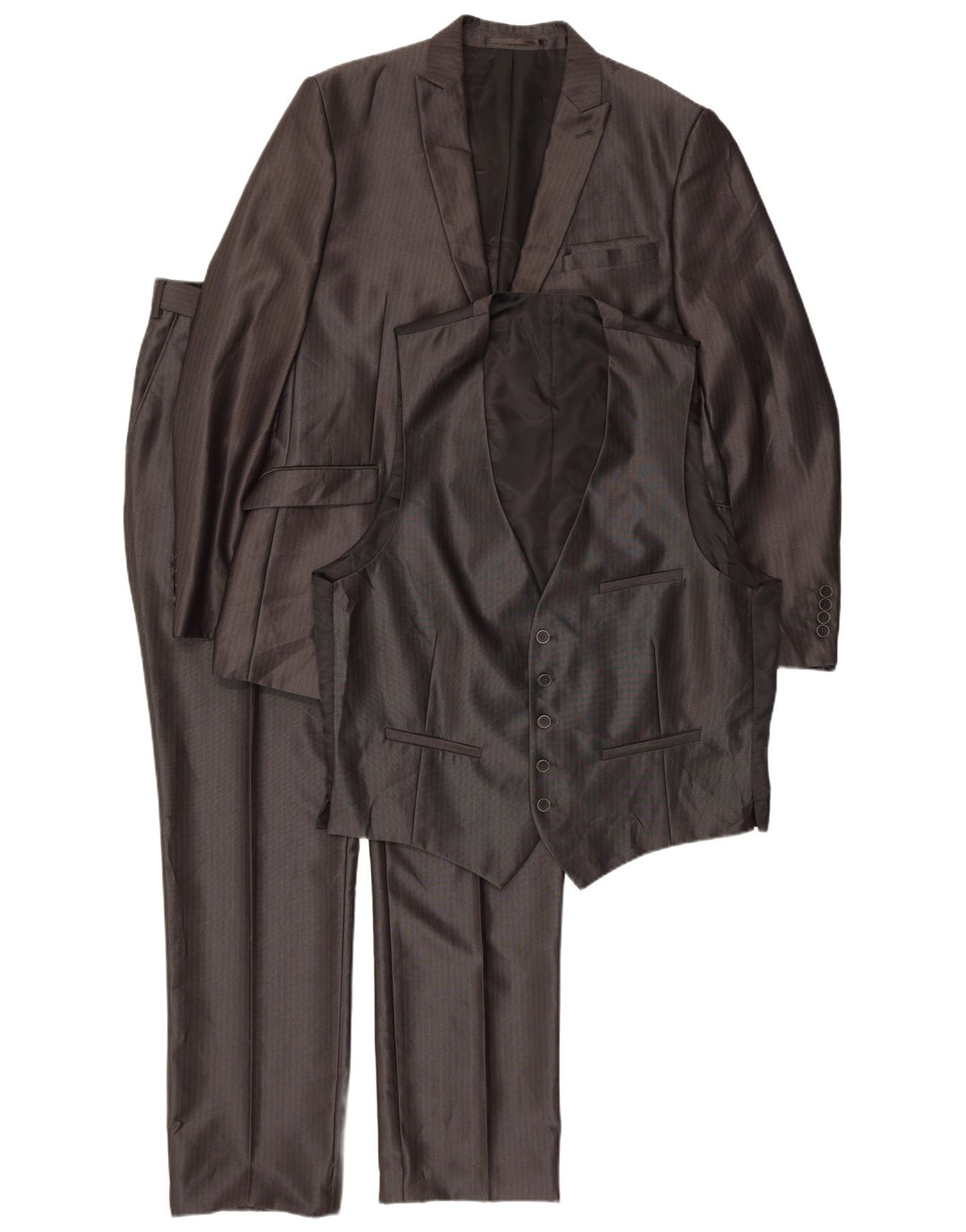 Angelo Litrico Terno masculino de 3 peças UE 54 2XL W38 L30 cinza risca de giz clássico