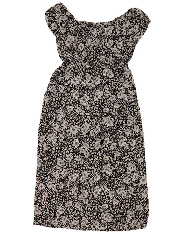 Vestido maxi feminino M&Co UK 18 XL preto floral poliéster