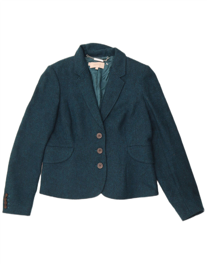 Jaqueta blazer feminina Hobbs com 3 botões Reino Unido 12 lã verde médio