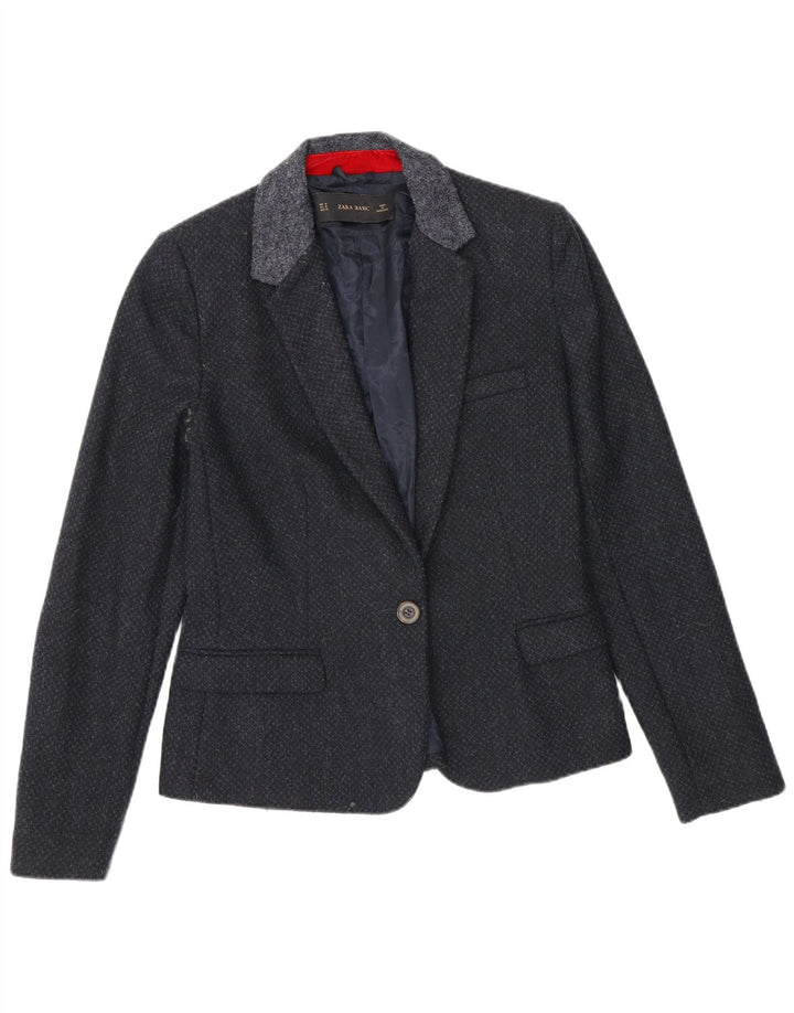 Jaqueta blazer feminina Zara com 1 botão Reino Unido 12 médio azul marinho