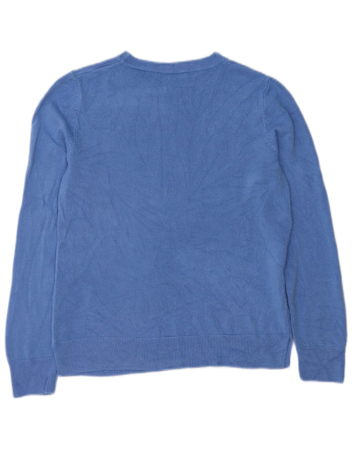 Suéter feminino Marks & Spencer com gola canoa Reino Unido 12 acrílico azul médio