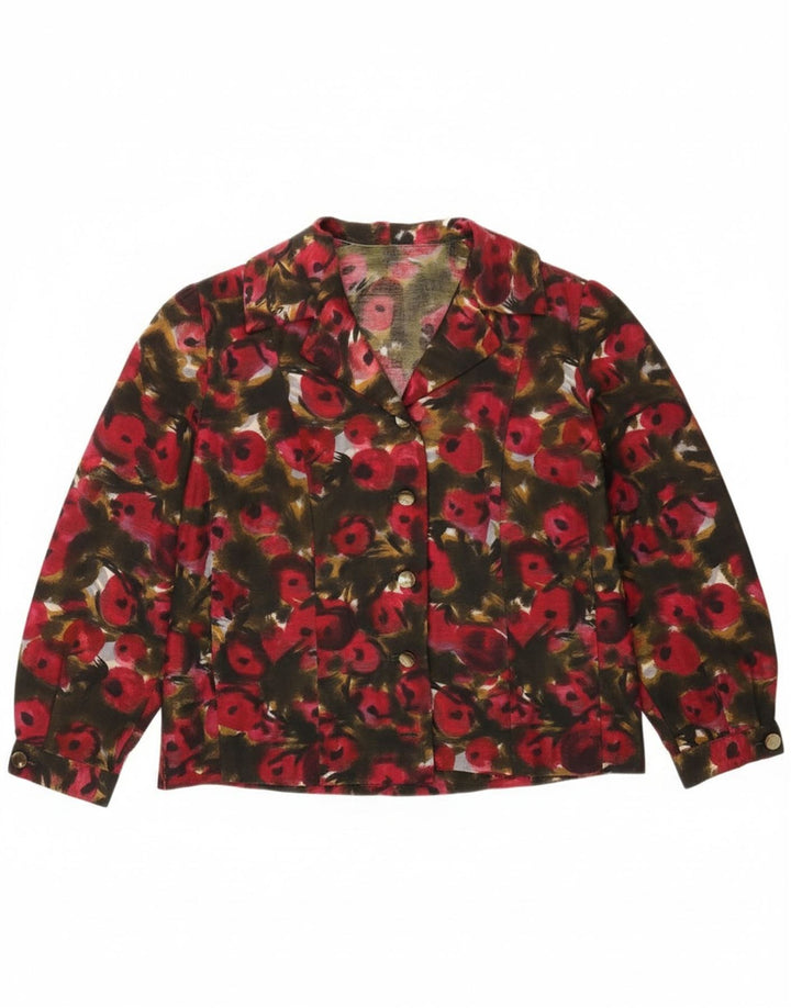 Blusa feminina vintage UK 16 grande floral multicolorida