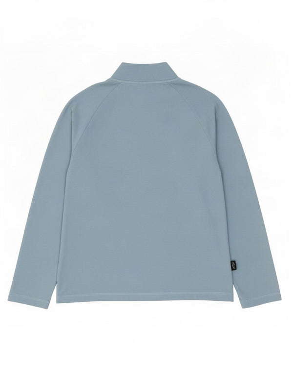 Jumper de lã feminino com zíper e gola Asics UK 12 poliéster azul médio