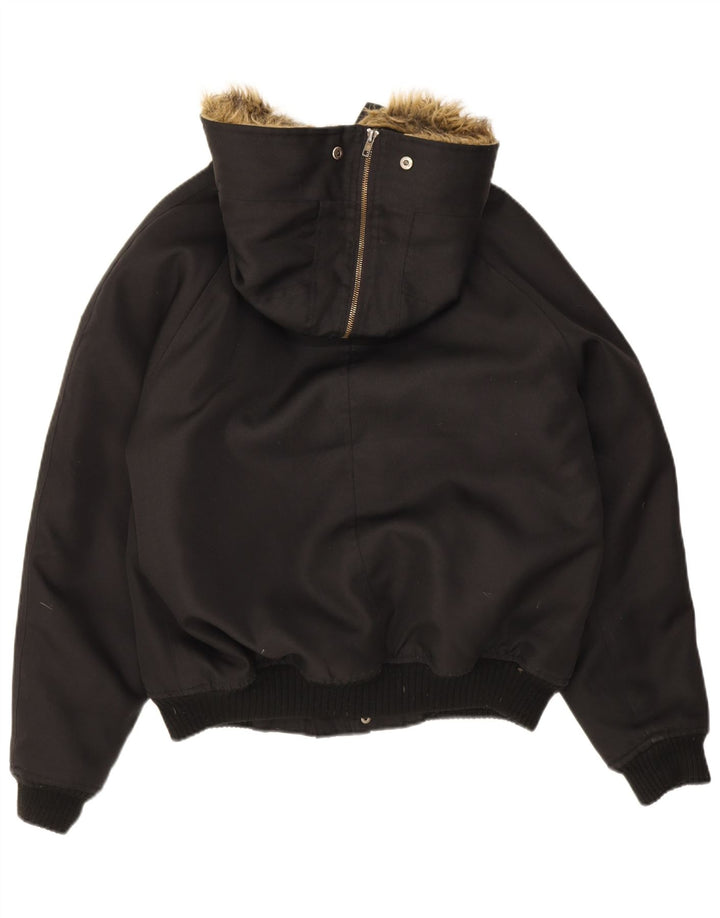 Jaqueta bomber masculina Woolrich com capuz IT 46 pequena preta de nylon