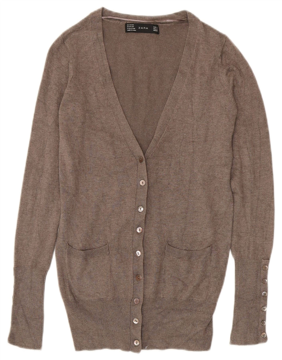 Suéter cardigã feminino ZARA Reino Unido 10 pequeno rayon cinza