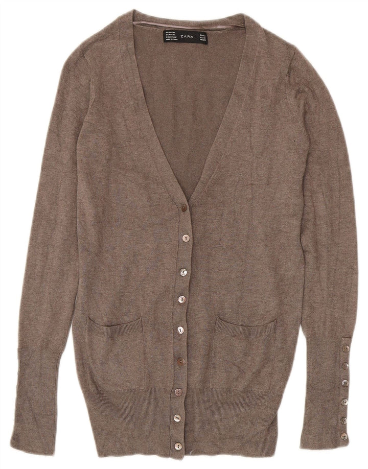 Suéter cardigã feminino ZARA Reino Unido 10 pequeno rayon cinza