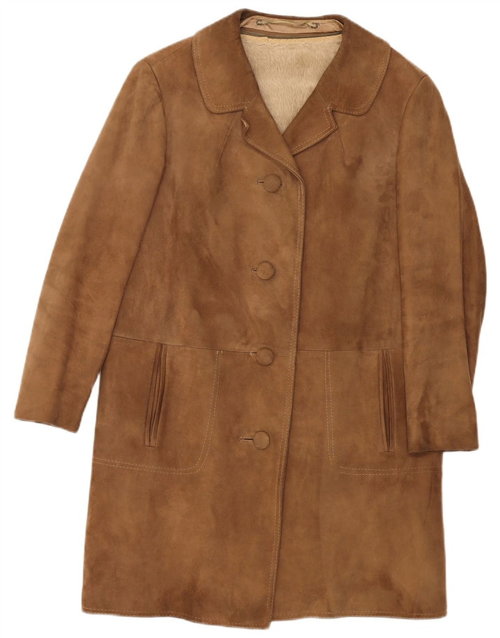 Sobretudo feminino VINTAGE de camurça Sherpa EU 38 médio bege