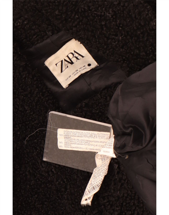 Sobretudo feminino de lã Zara UK 6 XS preto poliéster