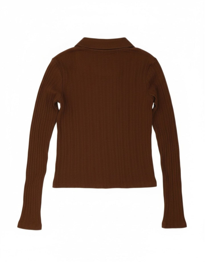 Zara Suéter Cardigan Crop Feminino Reino Unido 10 Pequeno Marrom
