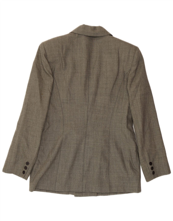 Jaqueta blazer feminina vintage com peito duplo IT 44 lã cinza médio