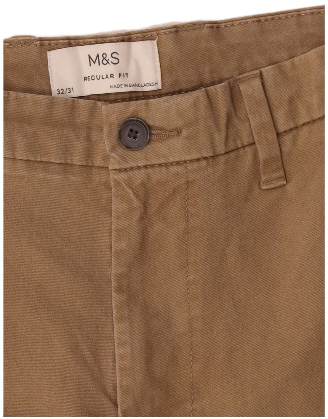Calça chino masculina Marks & Spencer reta regular fit W32 L31 marrom