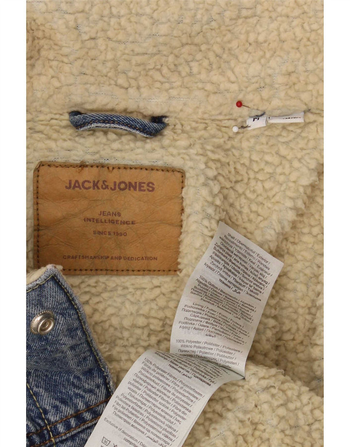 Jaqueta jeans masculina Jack & Jones Sherpa Reino Unido 38 algodão azul médio