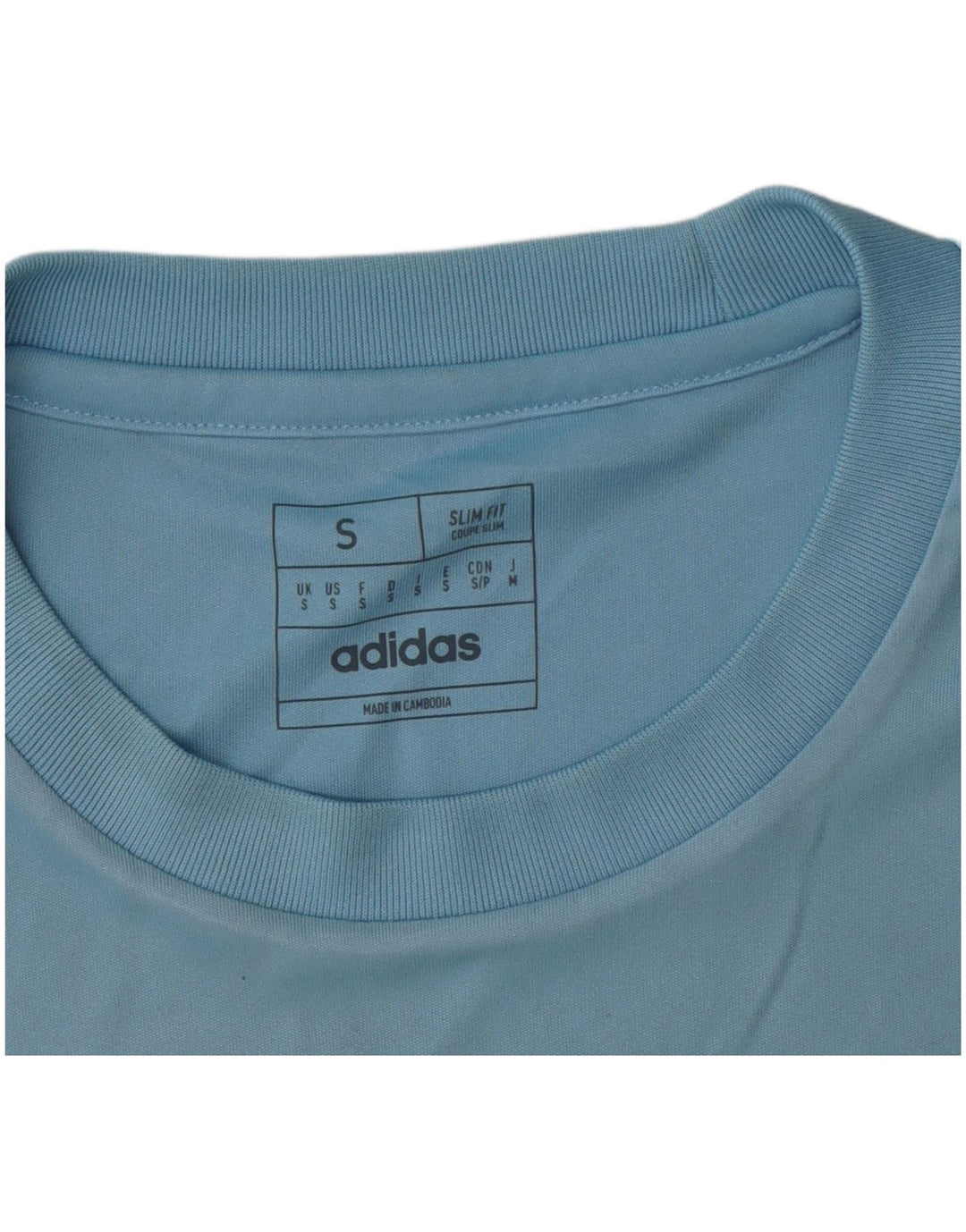 Adidas Mens Dri Fit Slim T-Shirt Top Pequeno Azul