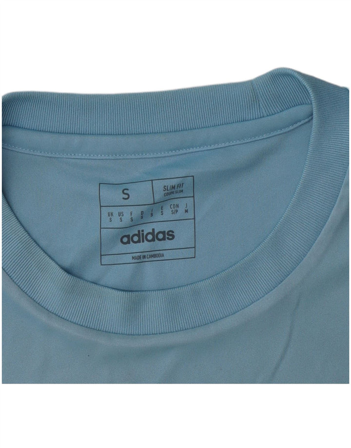 Adidas Mens Dri Fit Slim T-Shirt Top Pequeno Azul