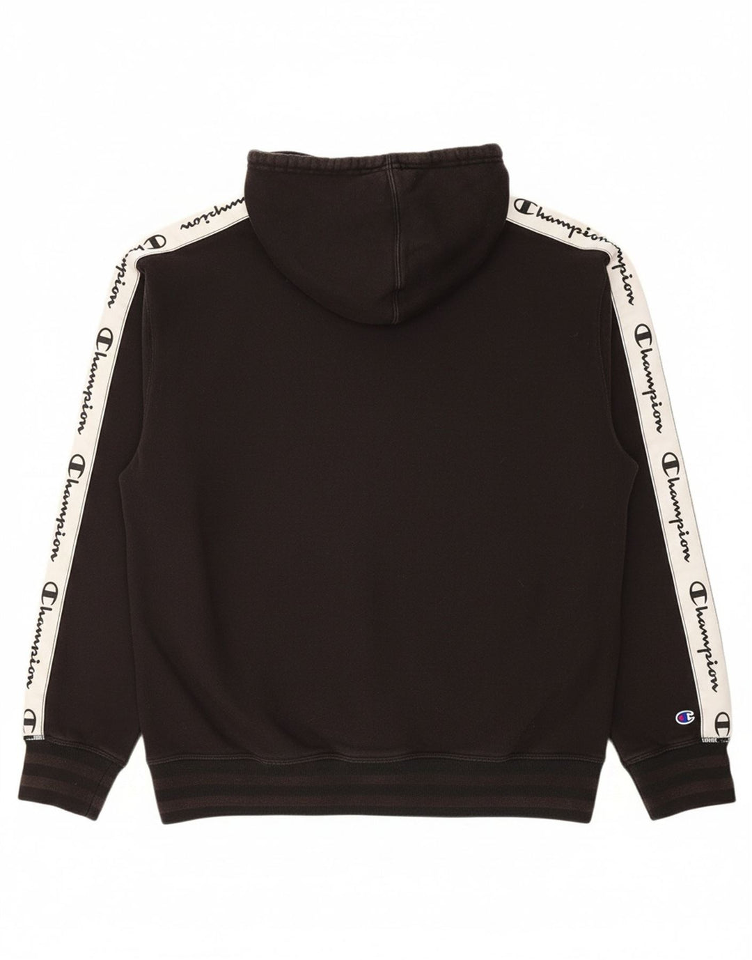 CHAMPION Suéter masculino com capuz gráfico médio preto de algodão colorido