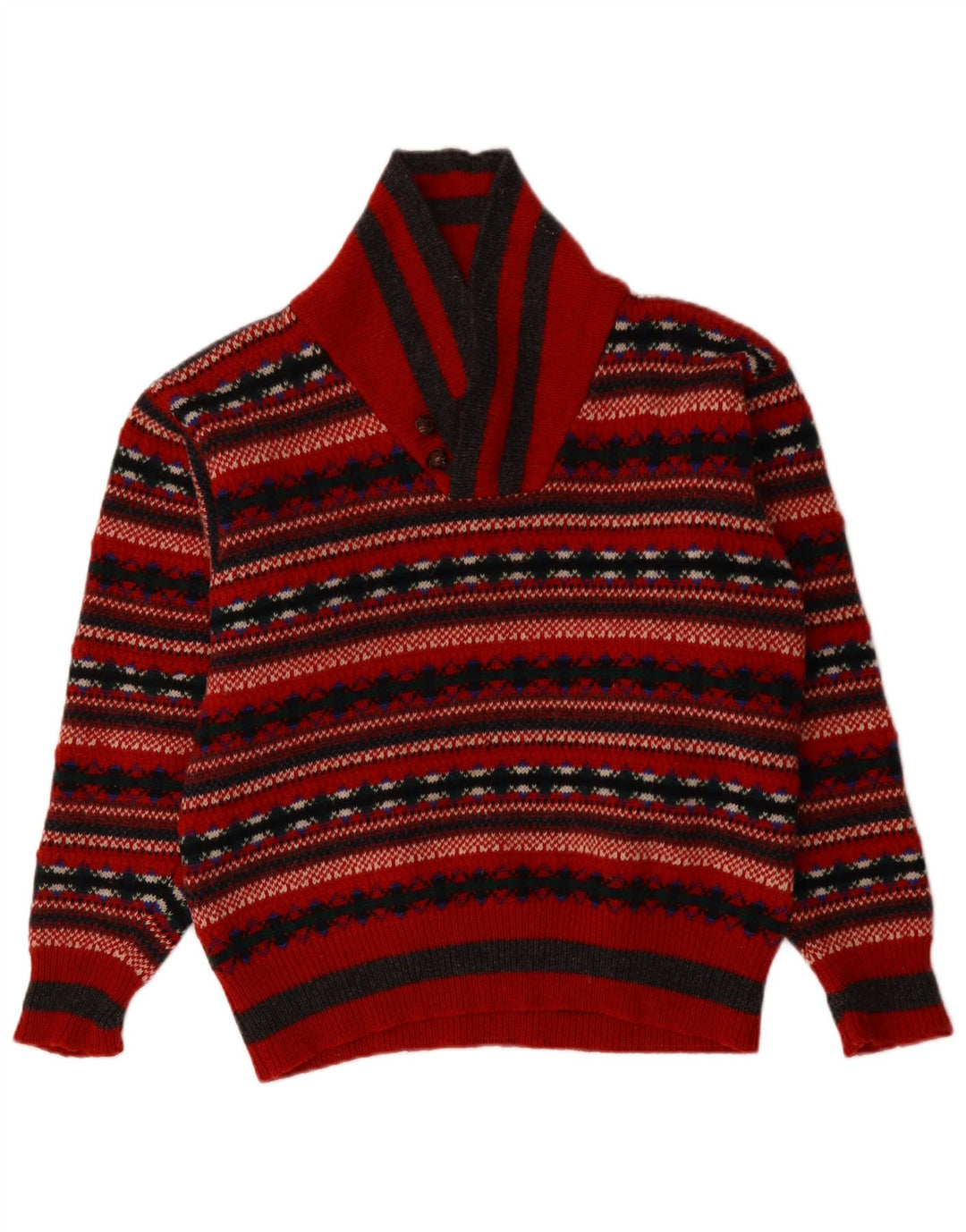 Suéter feminino PRINCIPLES com gola xale UK 14 médio vermelho Fair Isle