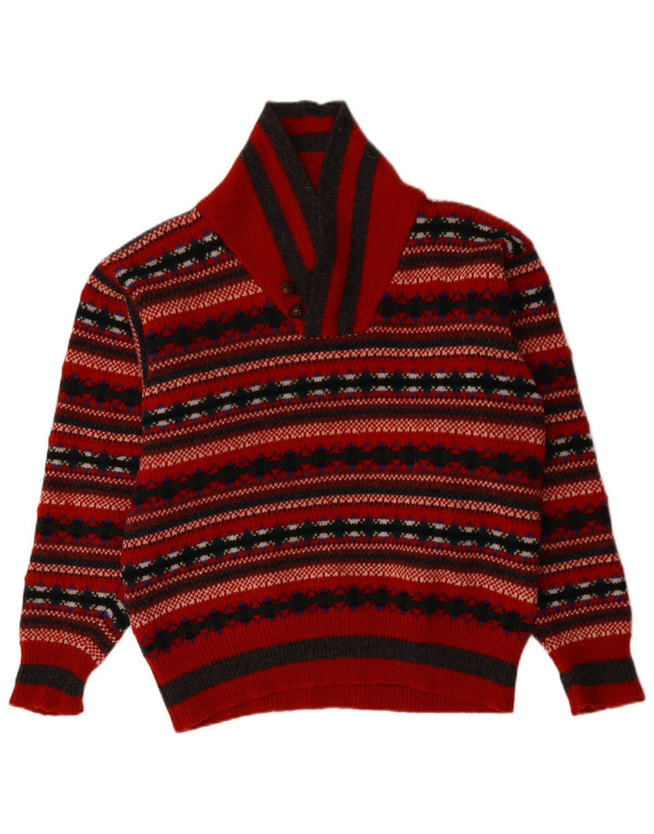 Suéter feminino PRINCIPLES com gola xale UK 14 médio vermelho Fair Isle