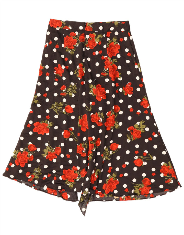 Saia feminina assimétrica linha A Zara médio W30 poliéster floral preto