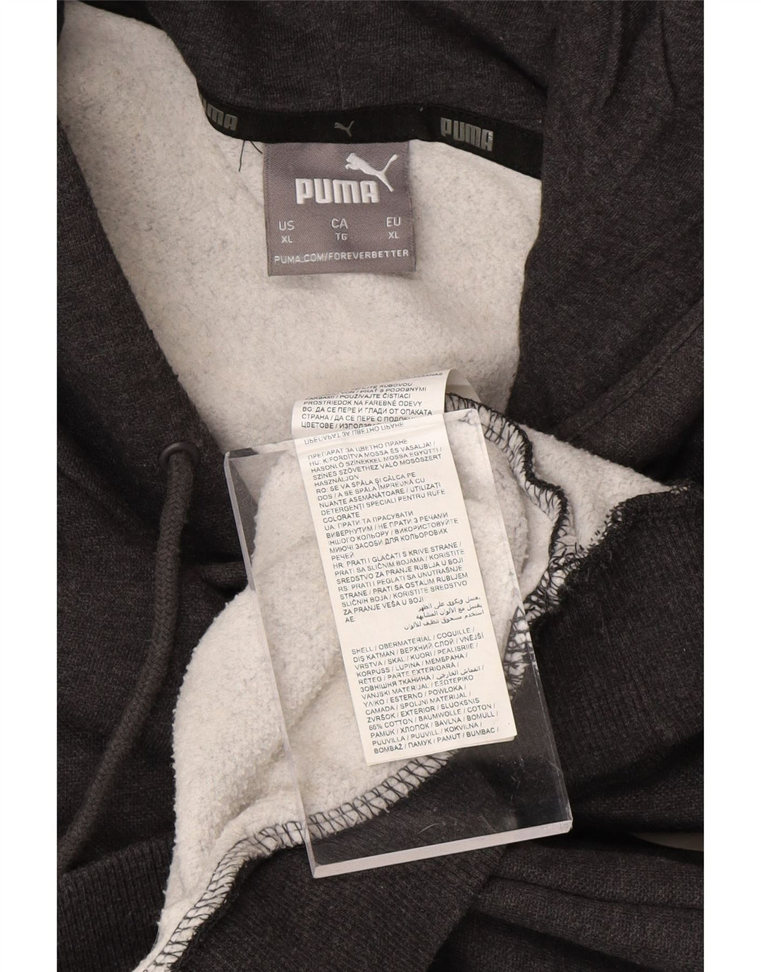 PUMA Mens Graphic Hoodie Jumper XL Grey Cotton Vintage Puma and Second-Hand Puma from Messina Hembry 