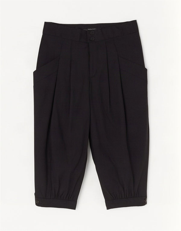 Zara Calça capri feminina pegged pequena W26 L18 risca de giz preta