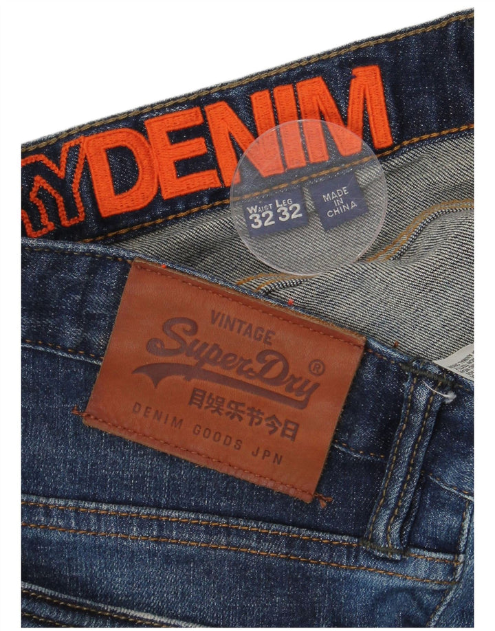 Jeans slim masculino SUPERDRY desgastado W32 L29 algodão azul