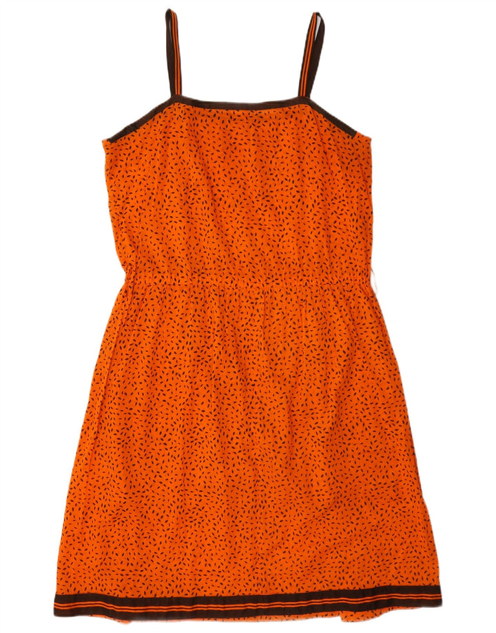 Vestido de verão feminino vintage Reino Unido 14 médio laranja manchado