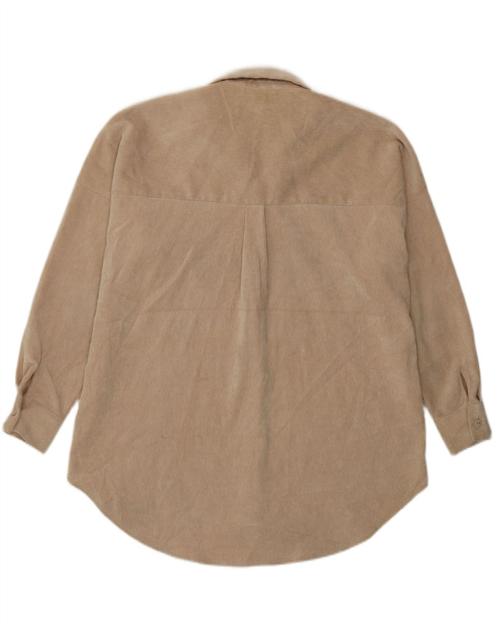 Zara Camisa feminina oversized veludo Reino Unido 6 XS Poliéster bege