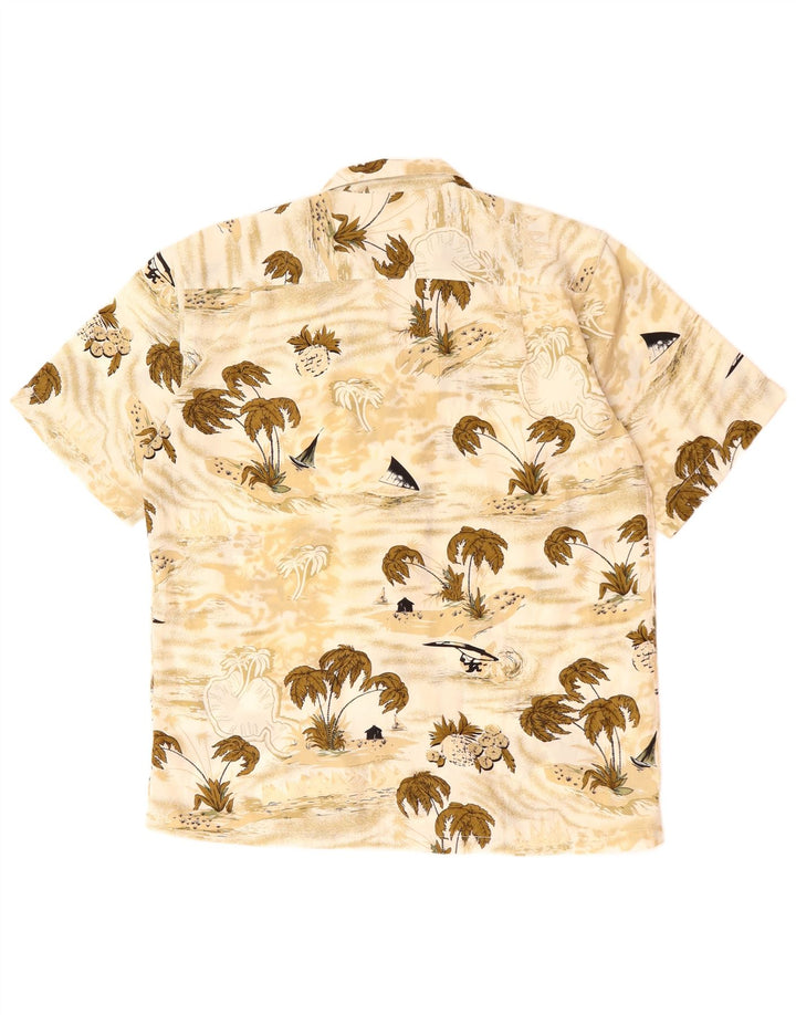 JACK & JONES Camisa masculina de manga curta grande bege havaiana