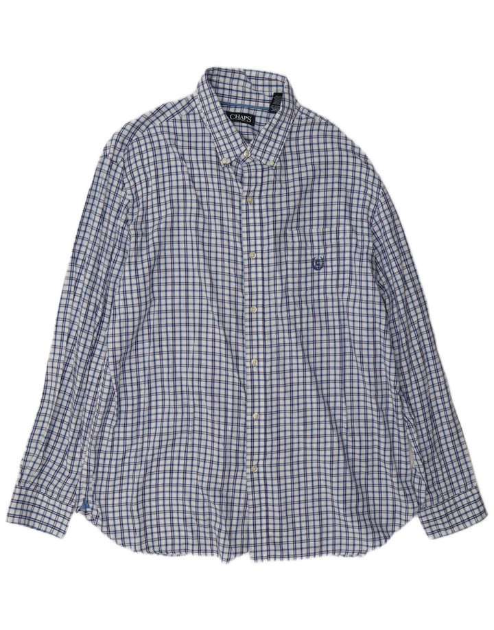 Camisa masculina de flanela Chaps XL azul xadrez algodão