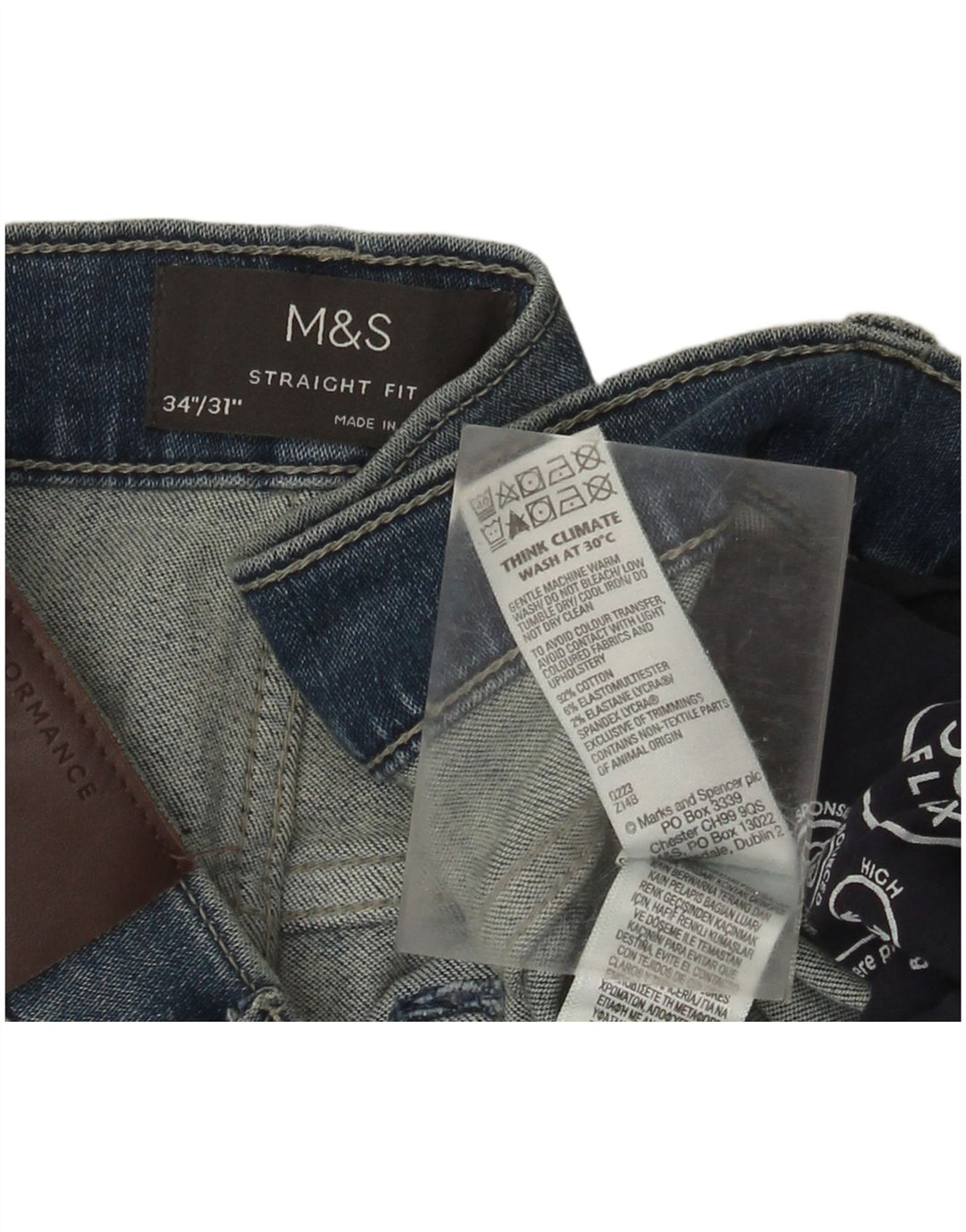 Jeans retos masculinos Marks & Spencer W34 L31 algodão azul
