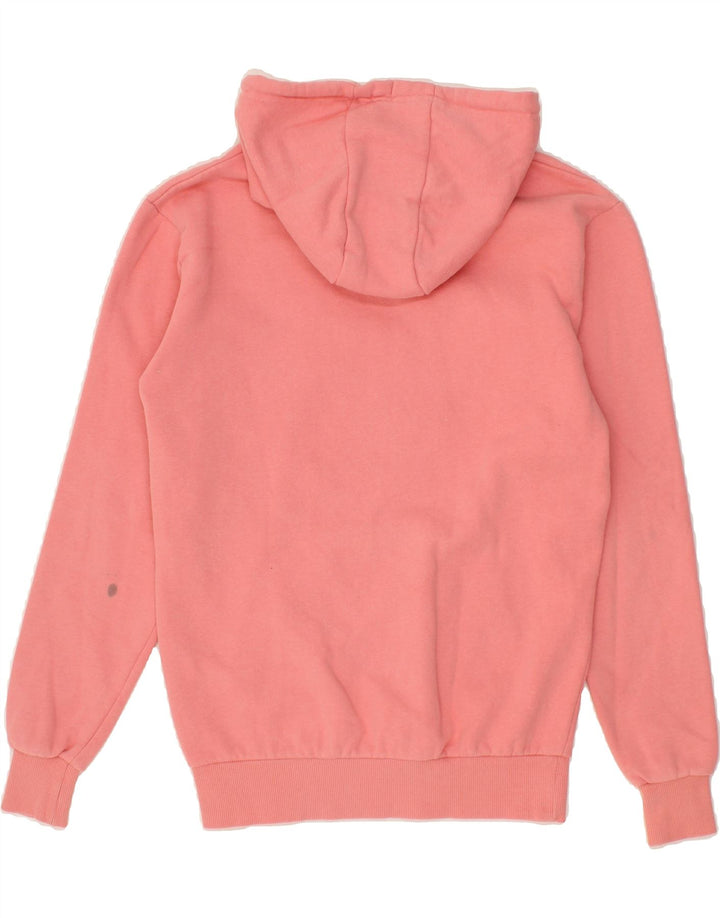 ELLESSE Womens Oversized Graphic Hoodie Jumper UK 6 XS  Pink Cotton Vintage Ellesse and Second-Hand Ellesse from Messina Hembry 