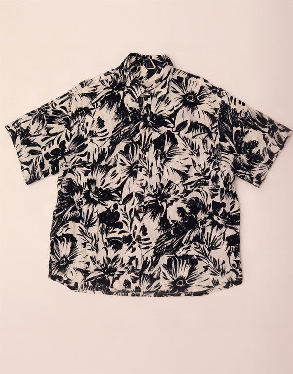 Camisa havaiana masculina vintage de manga curta XL multicolorida floral