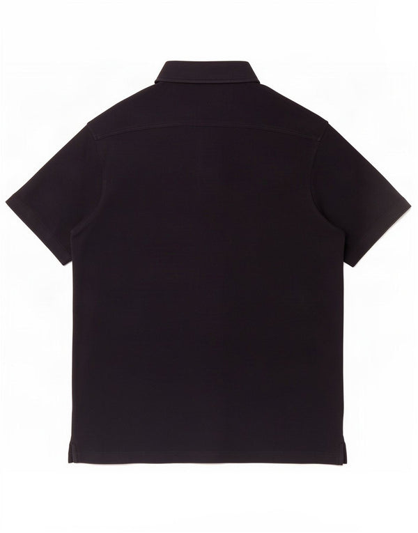 Camisa masculina Massimo Dutti de manga curta pequena de algodão preto