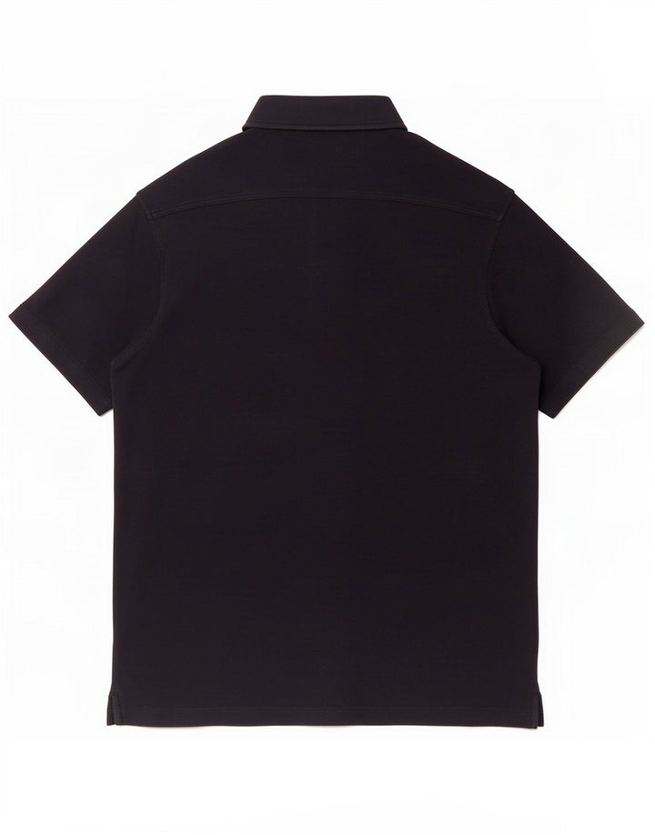 Camisa masculina Massimo Dutti de manga curta pequena de algodão preto