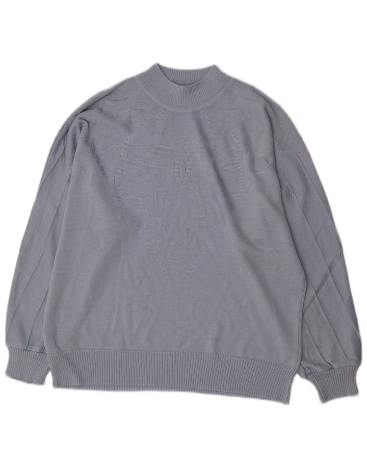 Suéter feminino vintage com gola tartaruga IT 46 grande azul poliacrílico