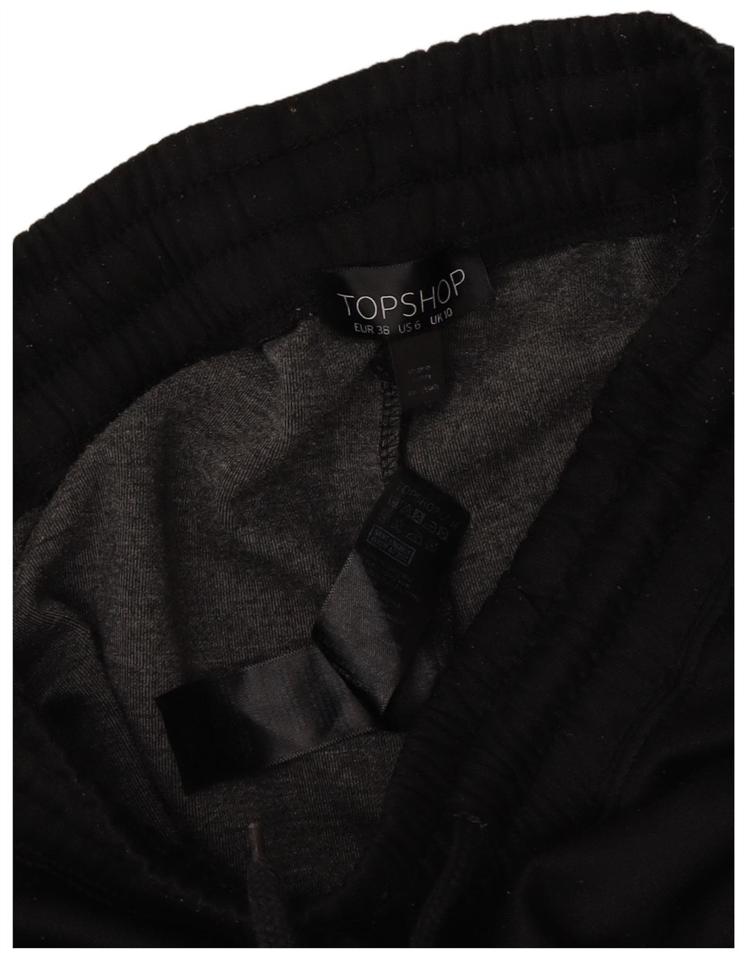 Calça de treino feminina Topshop UK 10 poliéster colorblock preto pequeno