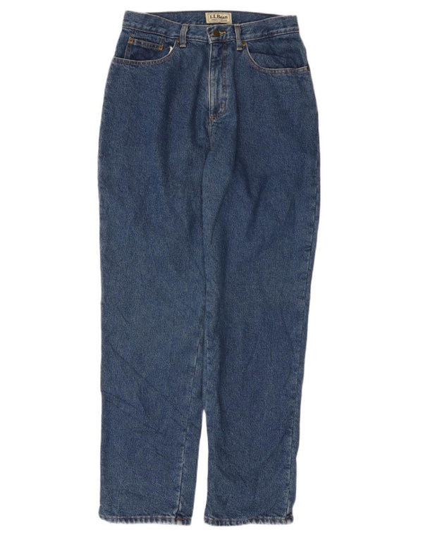Calça jeans feminina L.L.Bean Original Fit Tapered US 12 Grande W30 L32 Azul Algodão