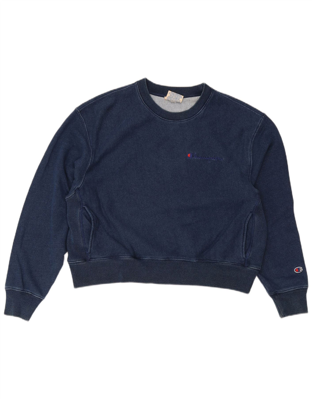 Jumper de moletom feminino Champion Crop Oversized UK 14 Médio Azul Marinho