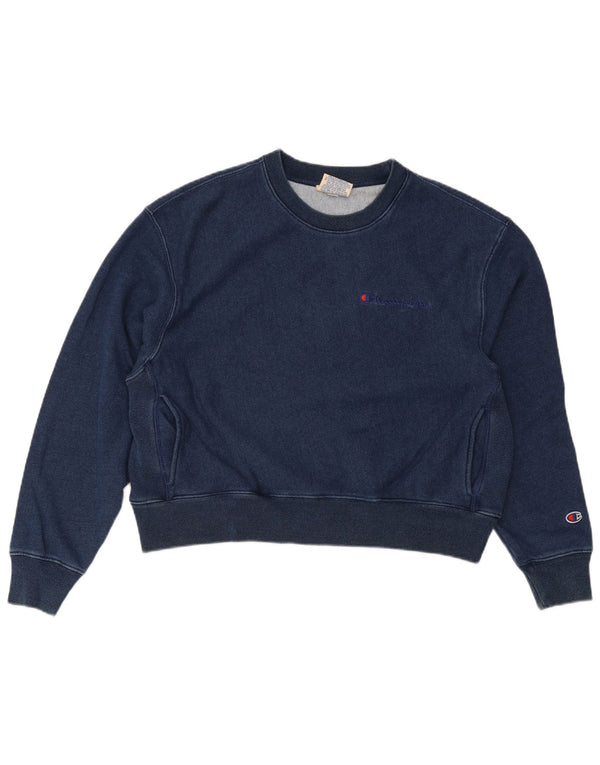 Jumper de moletom feminino Champion Crop Oversized UK 14 Médio Azul Marinho