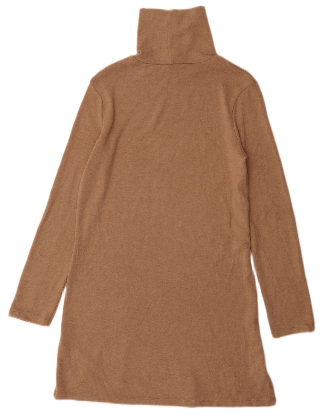 Vestido jumper feminino Zara com gola redonda Reino Unido 8 pequeno poliéster marrom