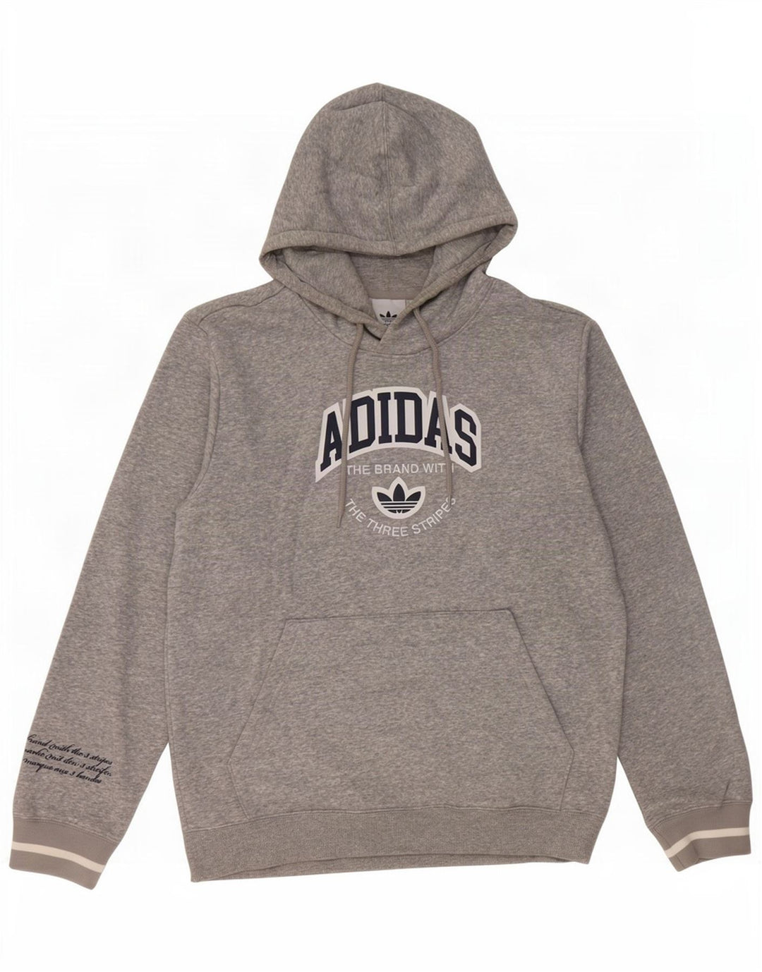 Adidas Mens Graphic Hoodie Jumper Médio Cinza Algodão Flecked