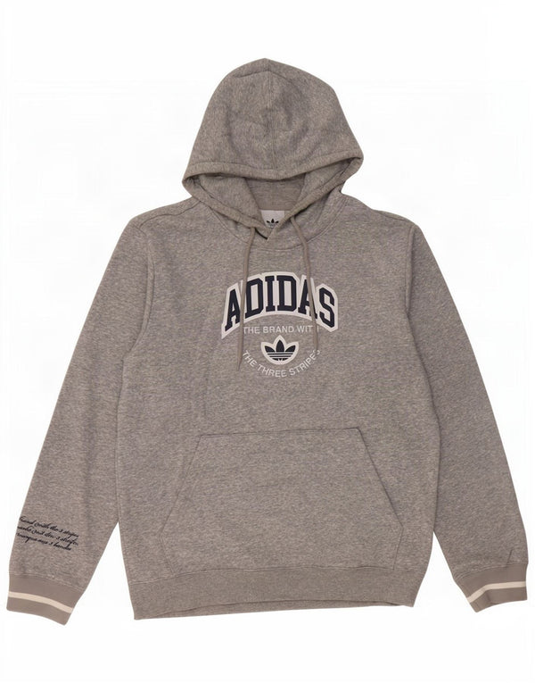 Adidas Mens Graphic Hoodie Jumper Médio Cinza Algodão Flecked