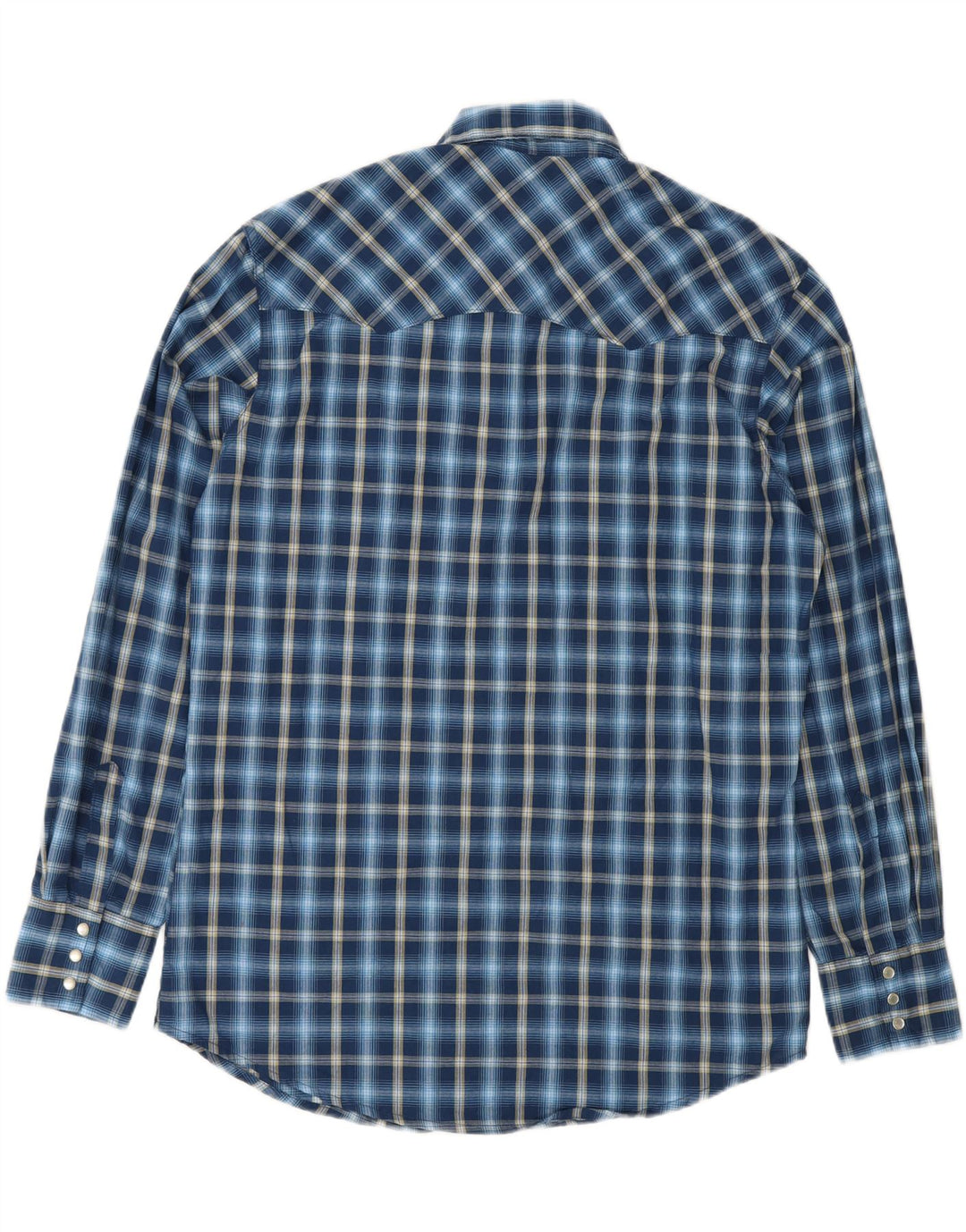 Camisa masculina de flanela Wrangler de algodão xadrez azul marinho médio