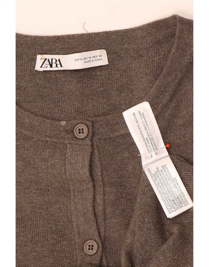 Suéter cardigã feminino Zara Reino Unido 18 XL cinza modal